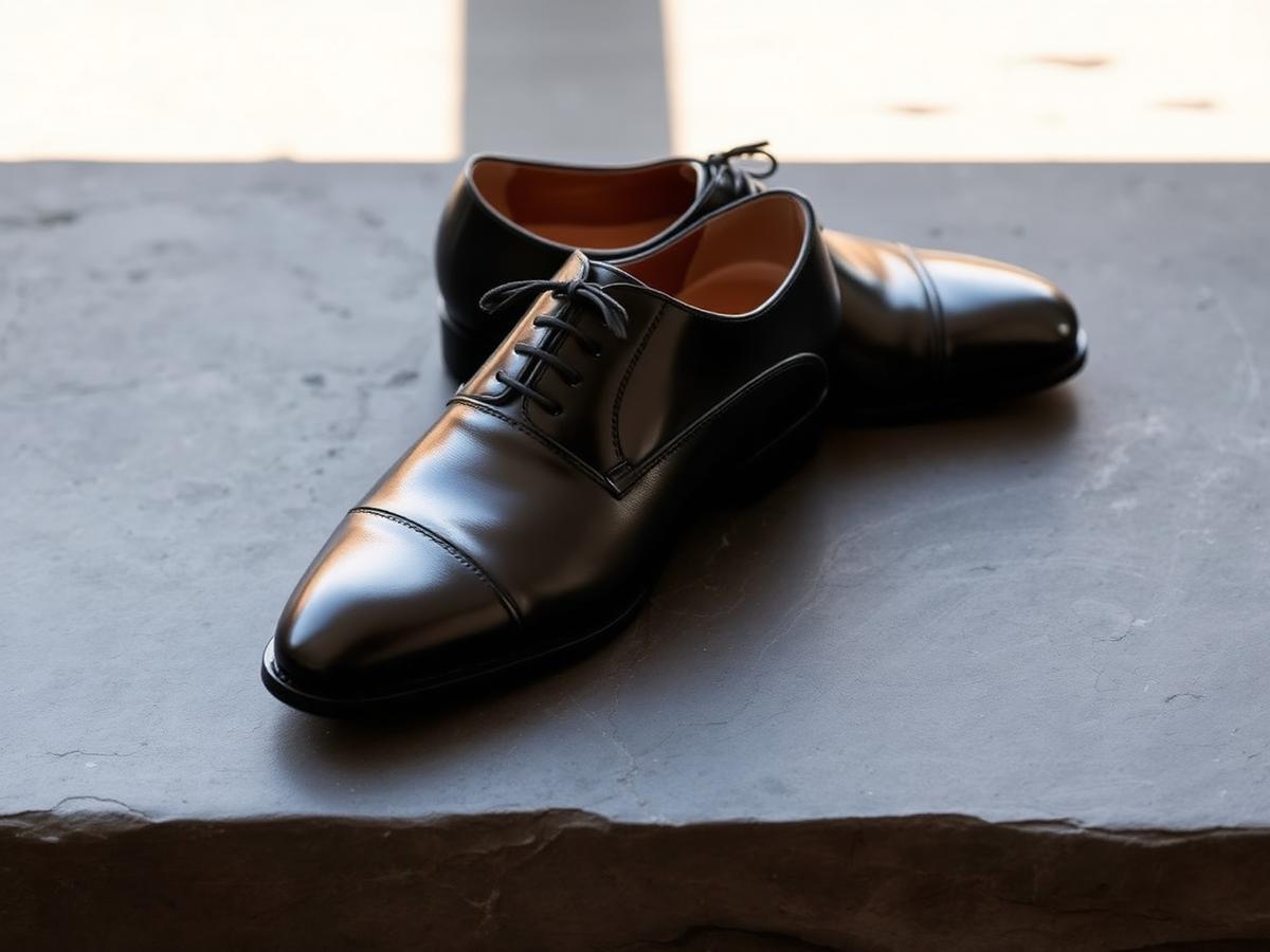 Restored black leather oxford shoes